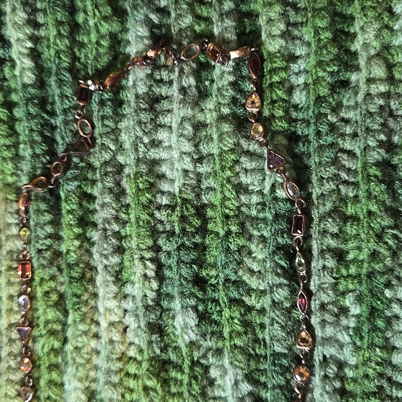 Vintage 80s geometrical/abstract rainbow gemstone 925 sterling silver necklace - Picture 3 of 4